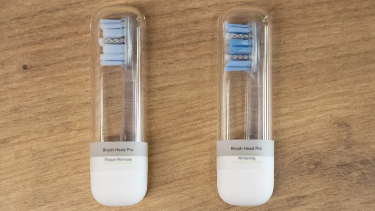 A bird's eye view of the Laifen Wave Pro electric toothbrush's two brush heads