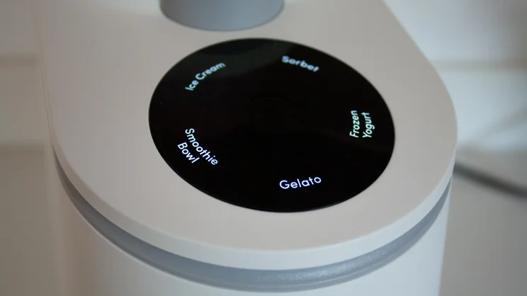 A closeup of the Nutribullet Chill ice cream maker's control panel