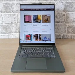 The Lenovo Slim 5x Gen 11 pictured from in front 2