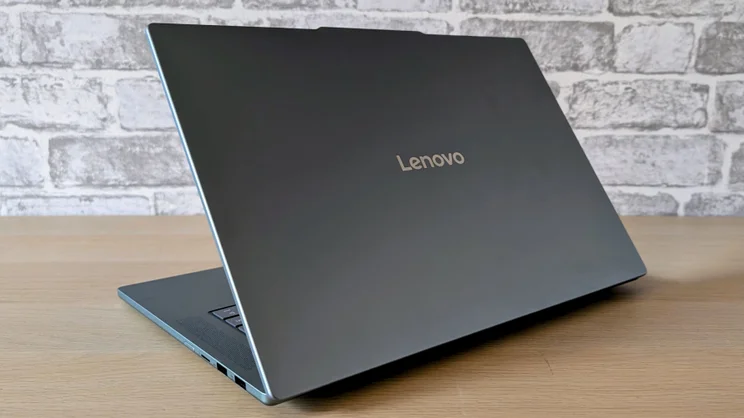 The Lenovo Slim 5x Gen 11 pictured from the rear right quarter 2