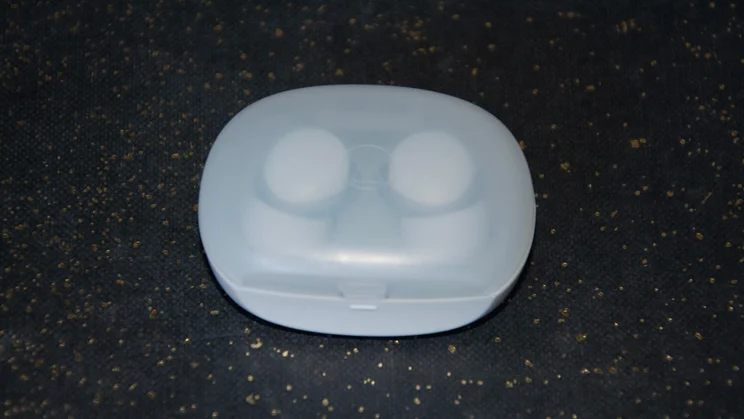 The Audio-Technica AT-ERP3 earplugs in their carrying case with the lid closed