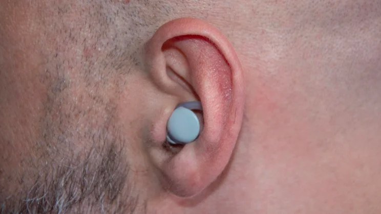 The Audio-Technica AT-ERP3 earplugs being worn