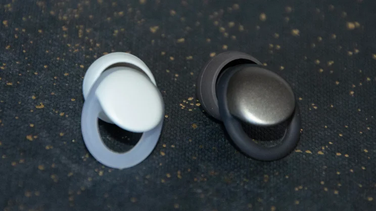 The Audio-Technica AT-ERP3 and AT-ERP5 earplugs side by side showing their different finishes