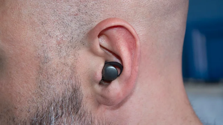 The Audio-Technica AT-ERP5 earplugs being worn