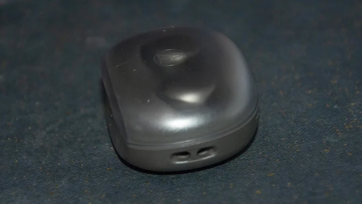 The Audio-Technica AT-ERP5 earplugs in their carrying case with the strap loop showing