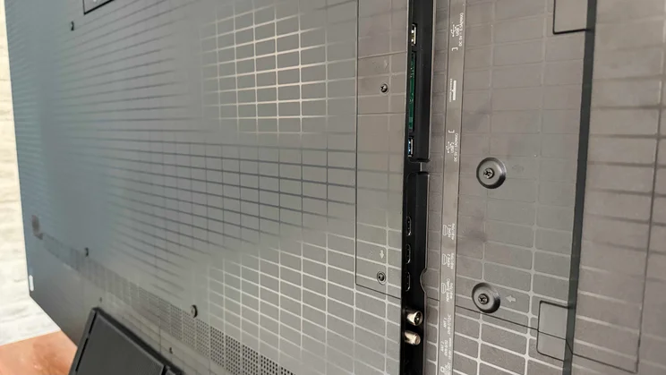 The connection ports on the Hisense UR9S RGB Mini LED TV