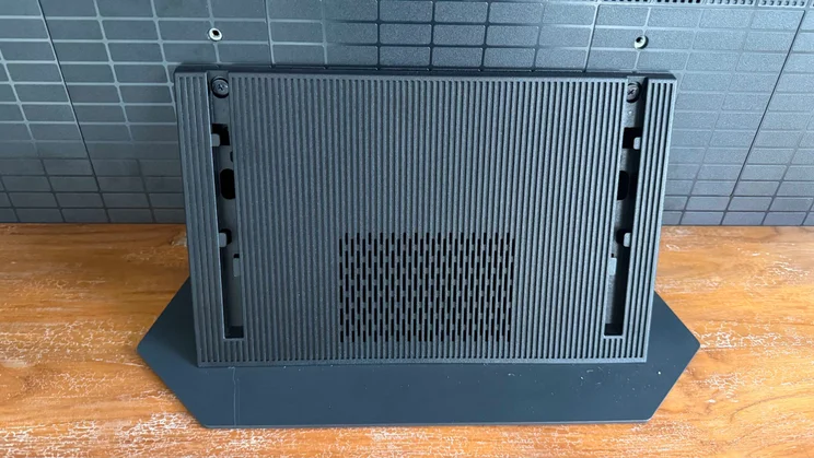 Rear view of the stand of the Hisense UR9S RGB Mini LED TV