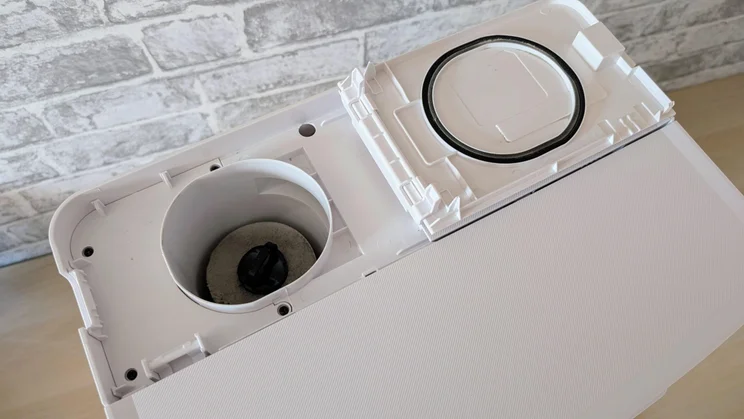 The pre-motor filters on the Shark PowerDetect UV Reveal 2-in-1 robot vacuum's docking station