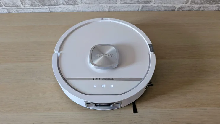 Top-down view of the Shark PowerDetect UV Reveal 2-in-1 robot vacuum