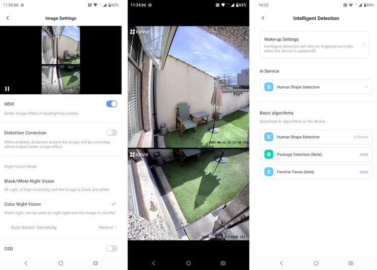 3x screenshots of the Ezviz app _b
