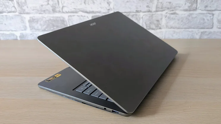 Acer Swift Air 14 - lid partially closed, photo shot from rear right