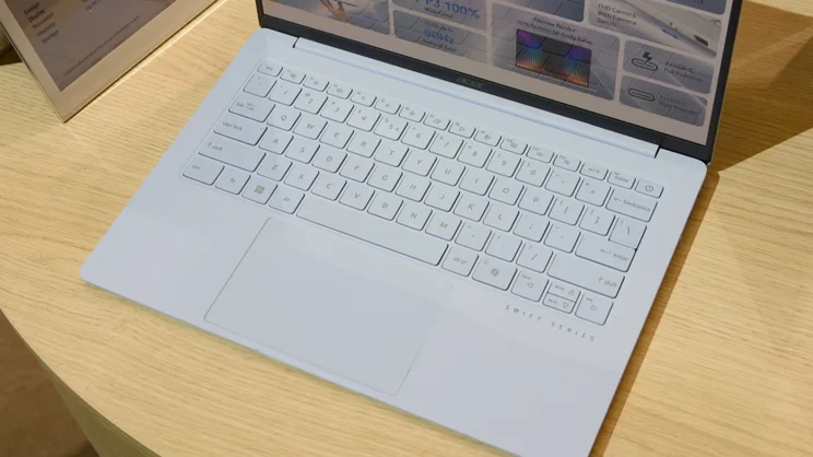 Acer Swift Blade 14 keyboard pictured from above