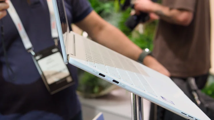 Acer Swift Blade 14, open, from the side