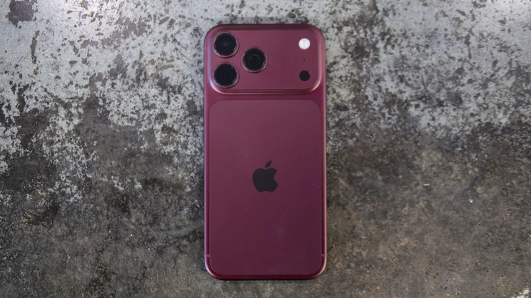 Apple iPhone 18 Pro Max pictured from the rear on a concrete worktop
