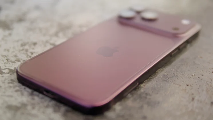 Apple iPhone 18 Pro Max shot from the corner on a concrete worktop