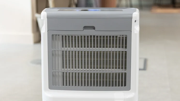 A closeup of the rear of the Devola DVH12L Compressor dehumidifier