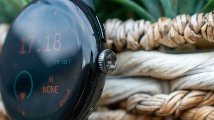 Close up of the Google Pixel Watch 5's rotating crown