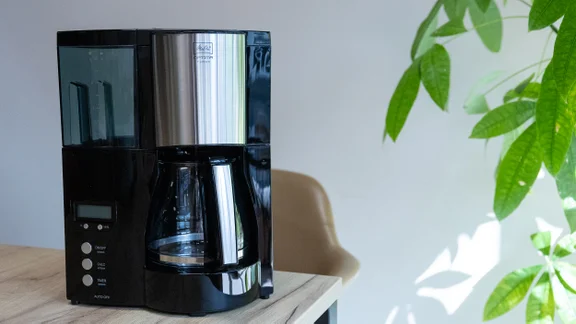 The Melitta Optima Timer filter coffee machine on a table