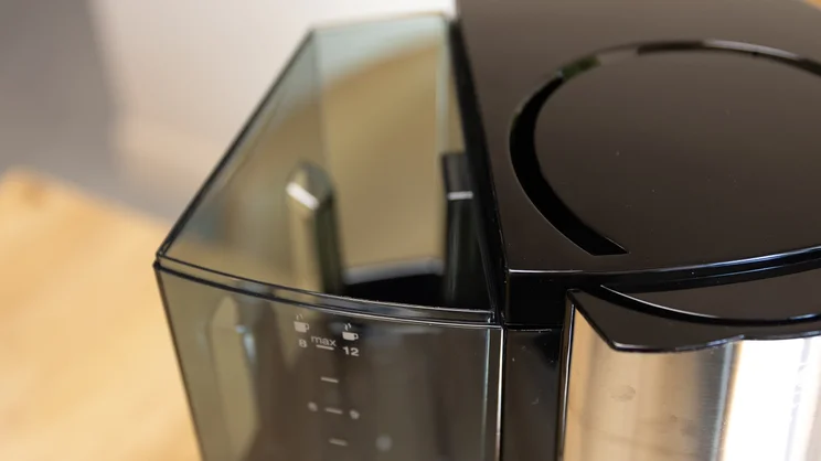 A closeup of the Melitta Optima Timer filter coffee machine's water tank