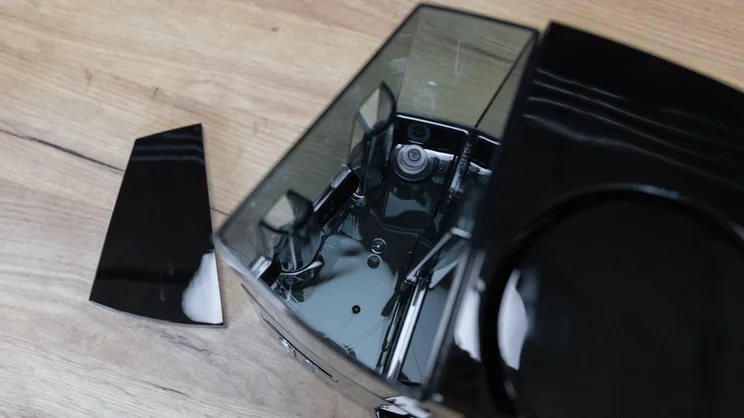 A bird's eye view of the Melitta Optima Timer filter coffee machine's water tank, with lid removed