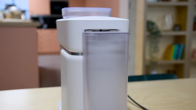 The Philips Baristina pictured from the rear showing the water tank