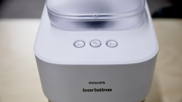 A close up of the Philips Baristina's control buttons