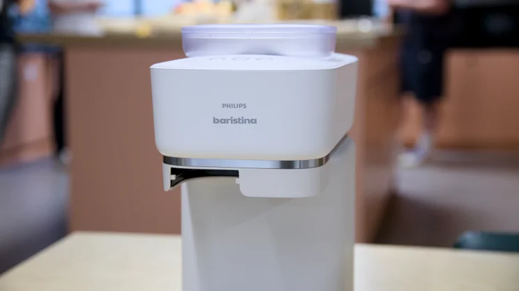 The Philips Baristina shot from the front without the portafilter in place