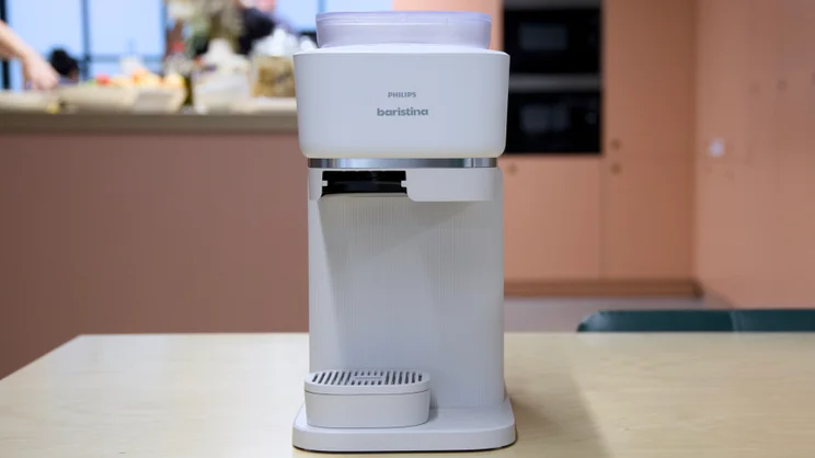 The Philips Baristina shot from the front without the portafilter in place