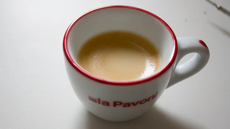Shot of espresso with crema from the philips baristina