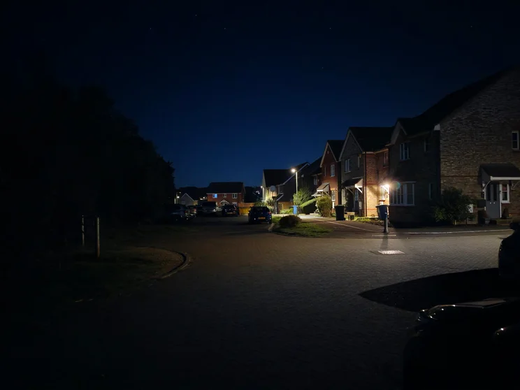 Close of houses at night