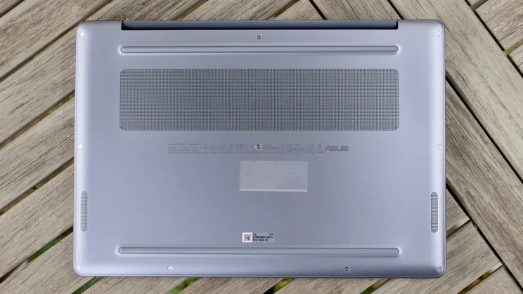 The Asus Zenbook 14 (2026), closed, pictured from below