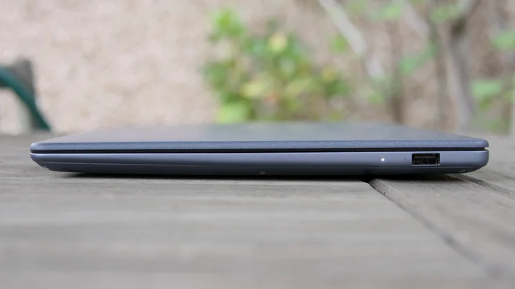 The Asus Zenbook 14 (2026), closed, pictured from the right side