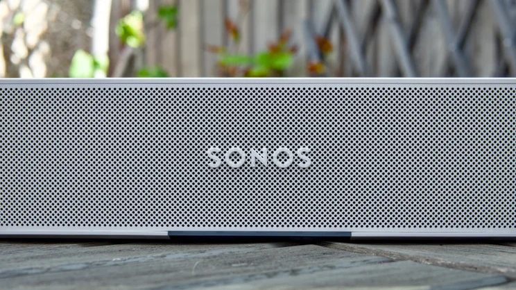 The Sonos Beam Ultra front grille and logo