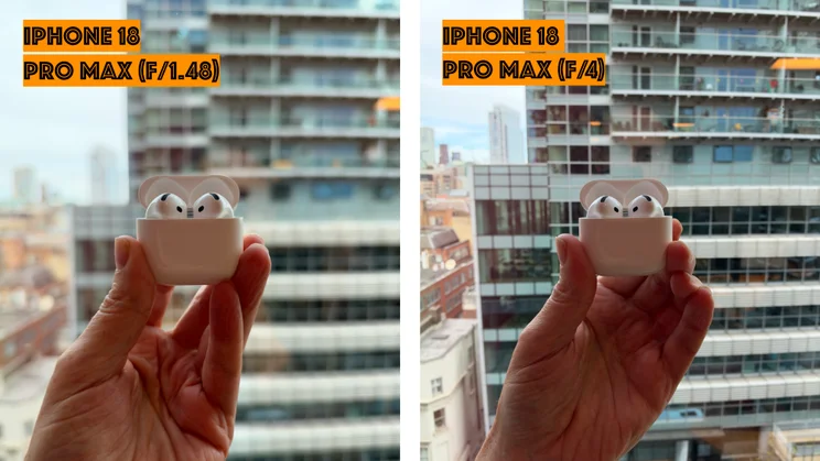 iPhone 18 Pro Max bokeh f1.48 vs f4