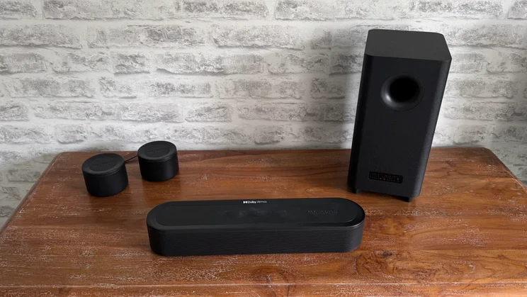 The full 5.1-channel setup of the Majority Bowfell Halo Atmos soundbar system