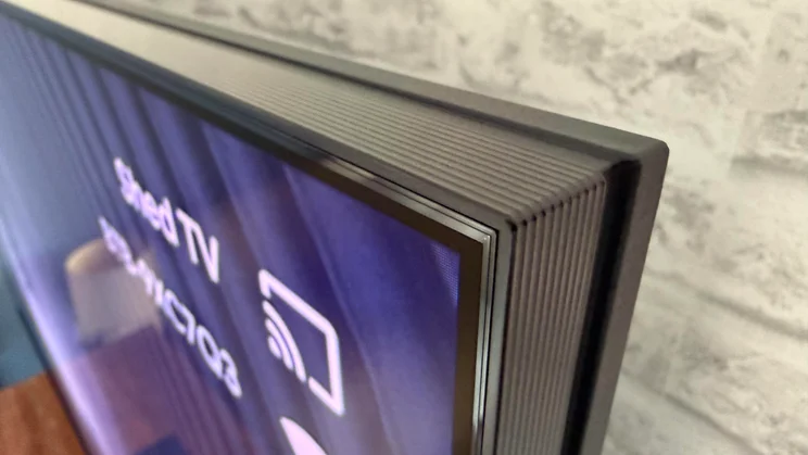 The top-right corner of the Sony Bravia 9 II True RGB TV's panel