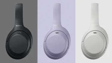 Three Sony WH-1000XM4C headphones in Black, Lavender and Silver