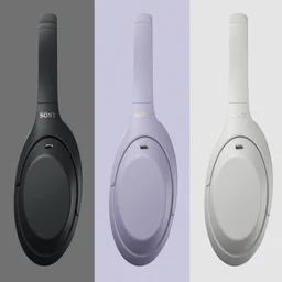 Three Sony WH-1000XM4C headphones in Black, Lavender and Silver
