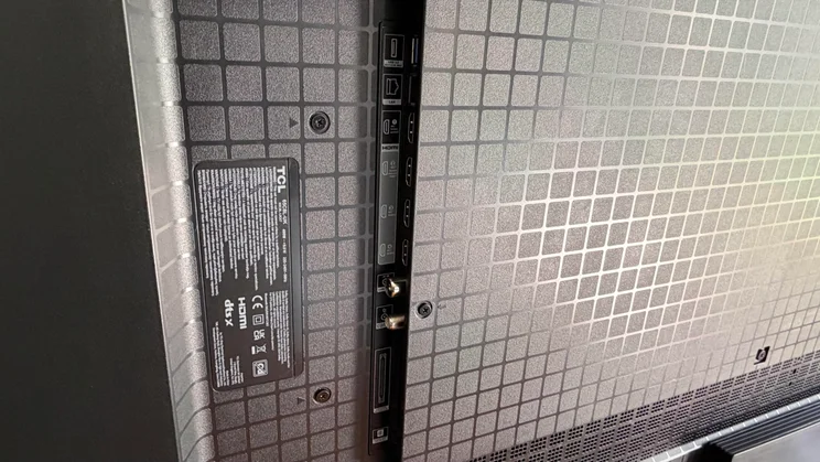 The connections on the rear of the TCL C8L SQD Mini LED TV