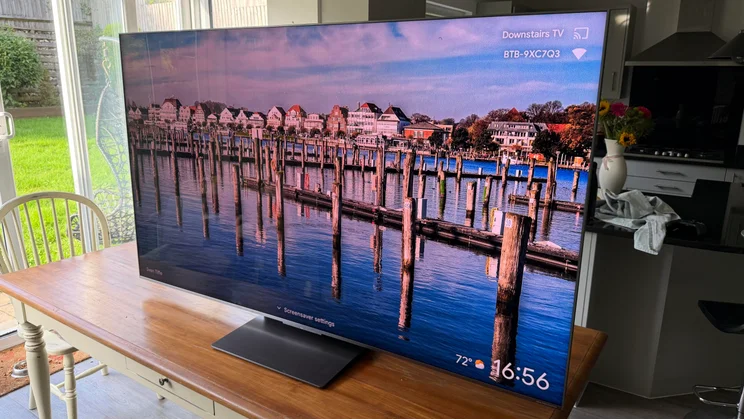 View of the TCL C8L SQD Mini LED TV from the right-hand side