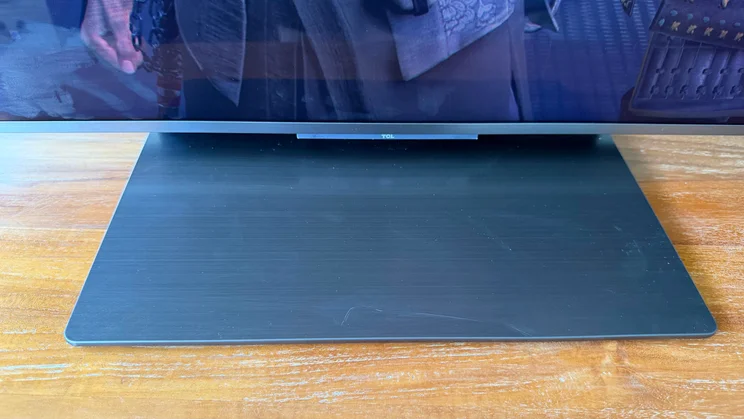 Front view of the TCL C8L SQD Mini LED TV's stand