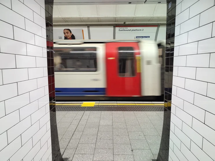 An underground train whizzing past