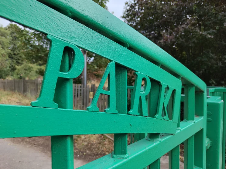 Close up of a park sign