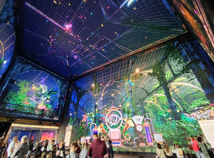Wide-angle shot of an indoor light experience