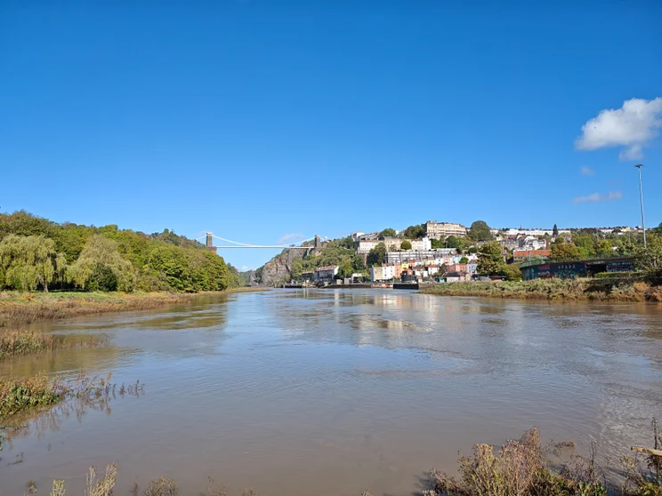 A wide river on bright day