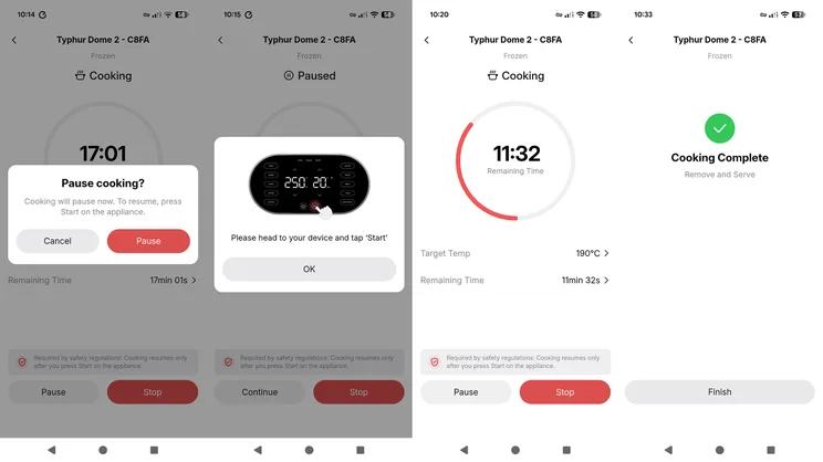 A series of side-by-side screenshots of the Typhur app