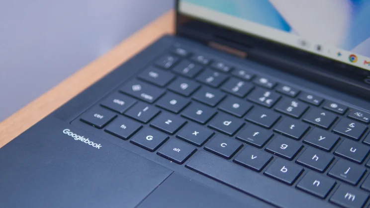 Close-up of the Acer Googlebook 14 keyboard from the left, showing the Googlebook logo, a dedicated G key and the ctrl, fn and alt keys.